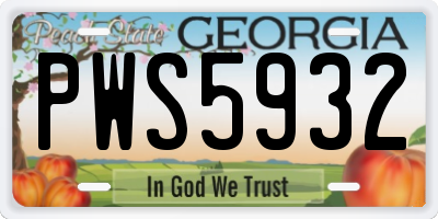 GA license plate PWS5932