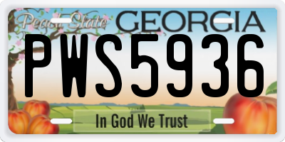 GA license plate PWS5936