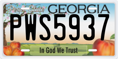 GA license plate PWS5937