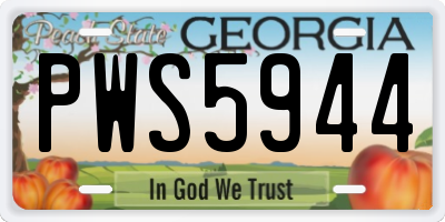 GA license plate PWS5944