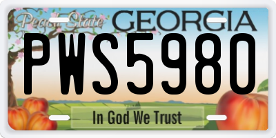GA license plate PWS5980