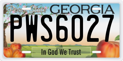 GA license plate PWS6027