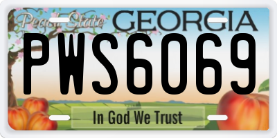 GA license plate PWS6069