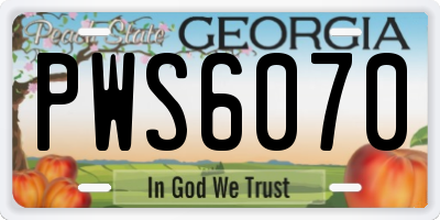 GA license plate PWS6070