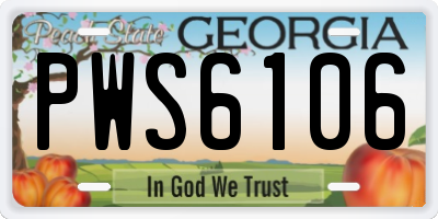 GA license plate PWS6106