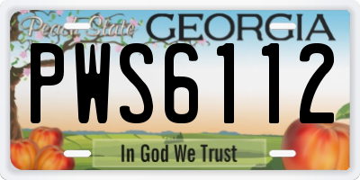 GA license plate PWS6112