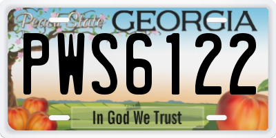 GA license plate PWS6122