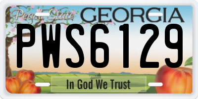 GA license plate PWS6129
