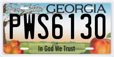 GA license plate PWS6130