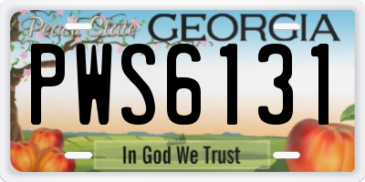 GA license plate PWS6131