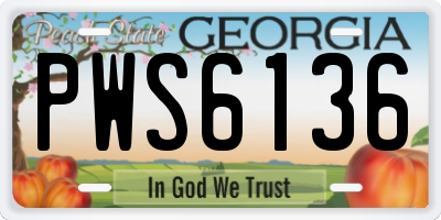 GA license plate PWS6136