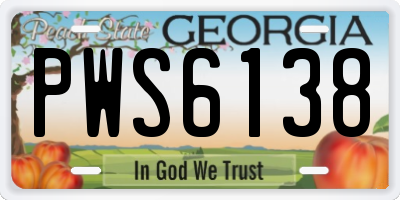 GA license plate PWS6138
