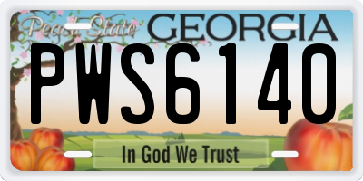 GA license plate PWS6140