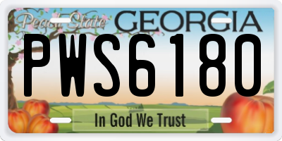 GA license plate PWS6180