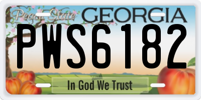 GA license plate PWS6182