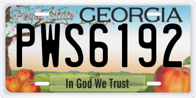 GA license plate PWS6192