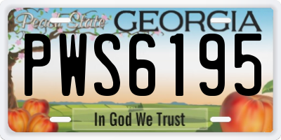GA license plate PWS6195