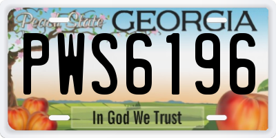 GA license plate PWS6196