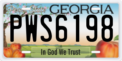 GA license plate PWS6198