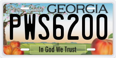 GA license plate PWS6200