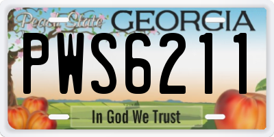 GA license plate PWS6211