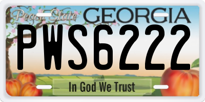 GA license plate PWS6222