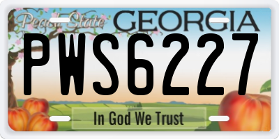 GA license plate PWS6227