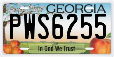 GA license plate PWS6255
