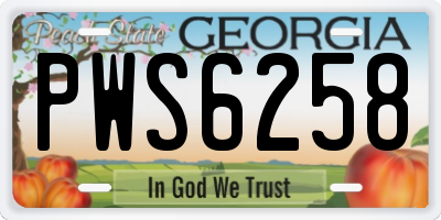 GA license plate PWS6258