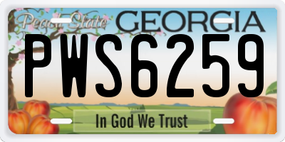 GA license plate PWS6259