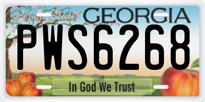 GA license plate PWS6268