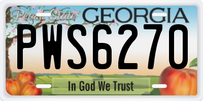 GA license plate PWS6270