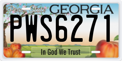 GA license plate PWS6271