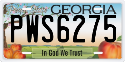 GA license plate PWS6275