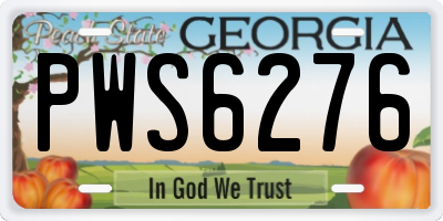 GA license plate PWS6276