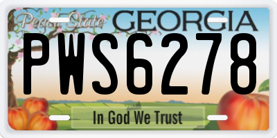GA license plate PWS6278
