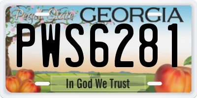 GA license plate PWS6281