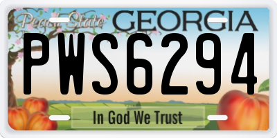 GA license plate PWS6294