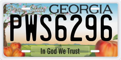 GA license plate PWS6296