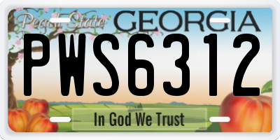 GA license plate PWS6312