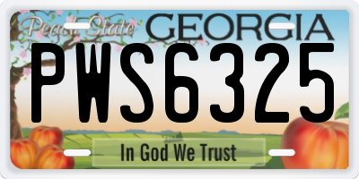 GA license plate PWS6325