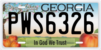 GA license plate PWS6326