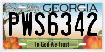 GA license plate PWS6342