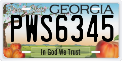 GA license plate PWS6345