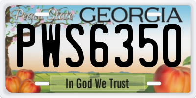 GA license plate PWS6350