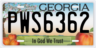 GA license plate PWS6362