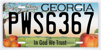 GA license plate PWS6367