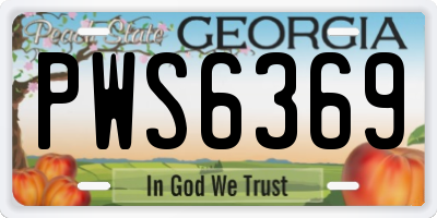 GA license plate PWS6369