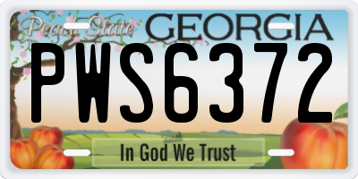 GA license plate PWS6372