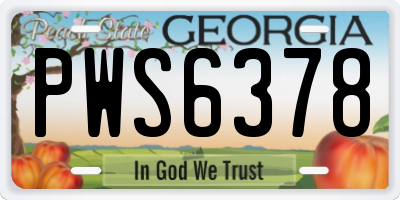 GA license plate PWS6378